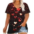 thumbnail image 2 of Aobny T-Shirts for Women Valentine Love Heart Tops V-Neck Pullover Red Short Sleeve Spring Blouses,XXL, 2 of 5