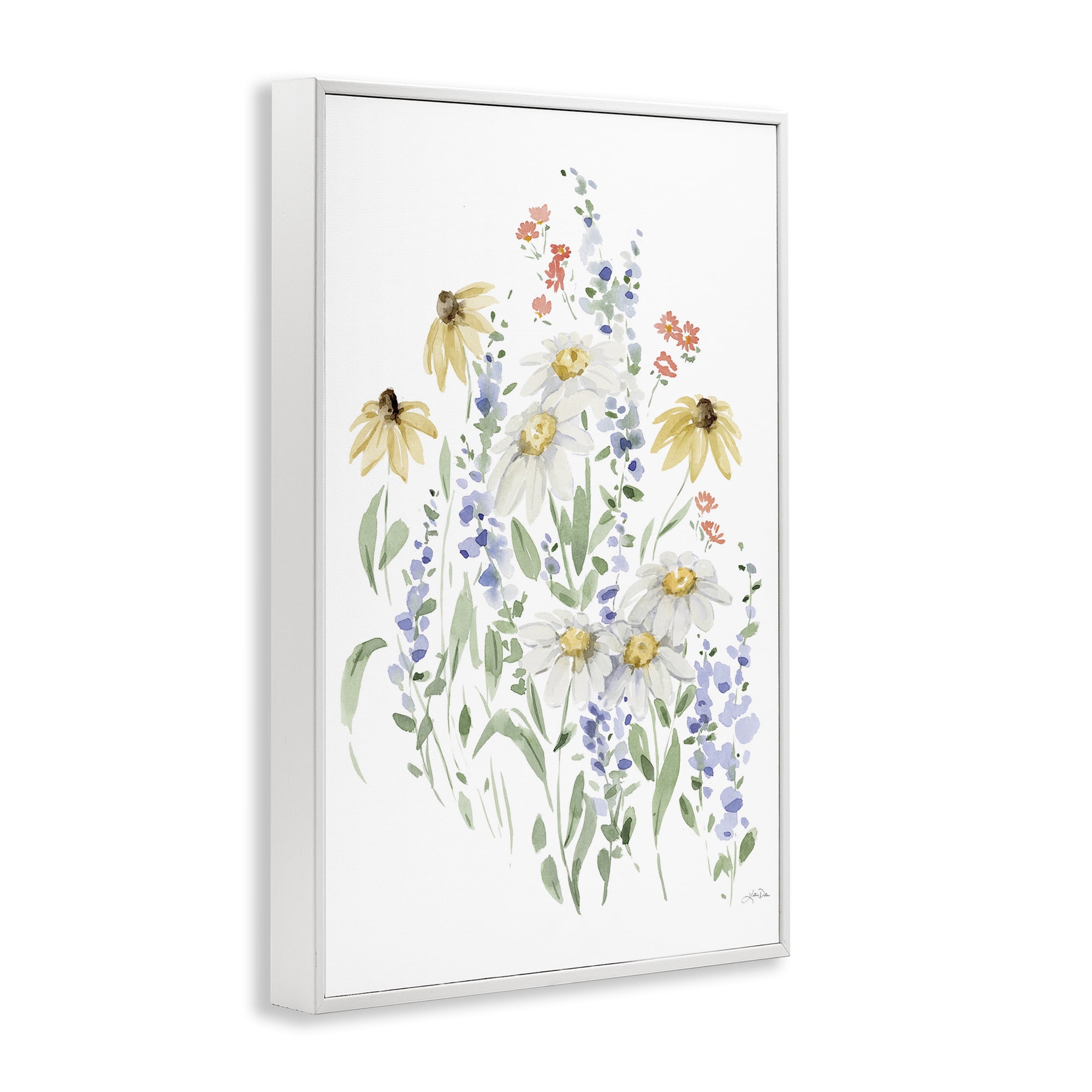 Stupell Industries Soft Summer Garden Botanical & Floral Painting White Framed Art Print Wall Art, 16 x 24