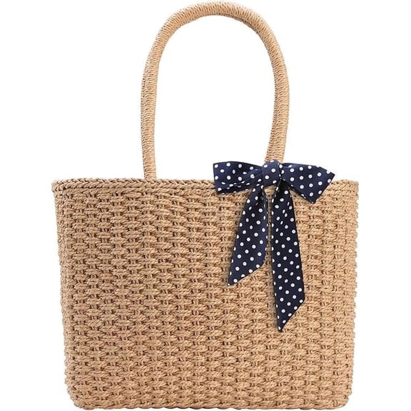 Zipper Straw Bags For Women | Straw Purse Woven Womens Handmade Weaving Summer Handbag for Travel Beach