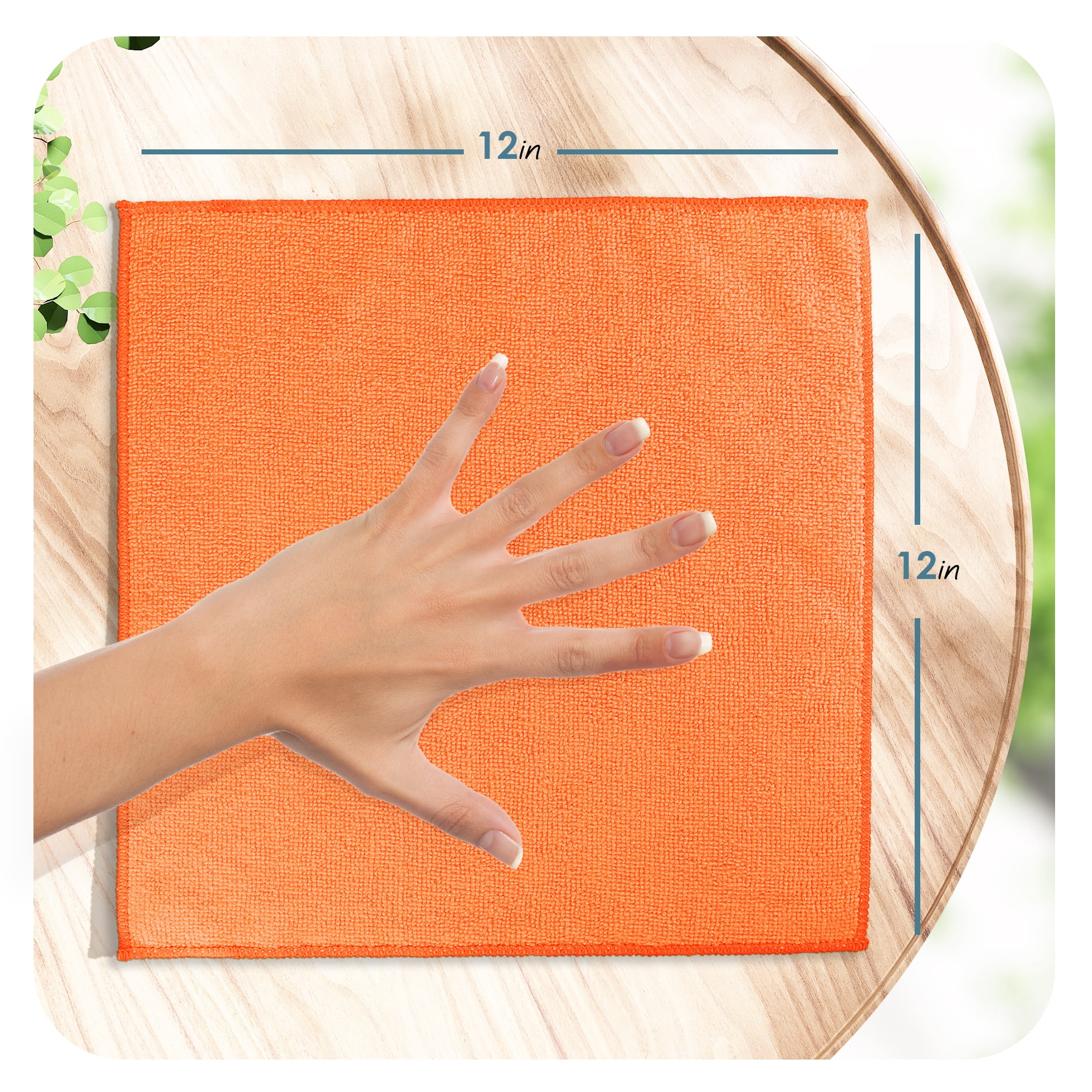 LammaLoe Microfiber Cleaning Cloths, Super Absorbent Cleaning Rags & Car Towels Lint Free, 12x12 Multi-Purpose, 12 Pack, Orange