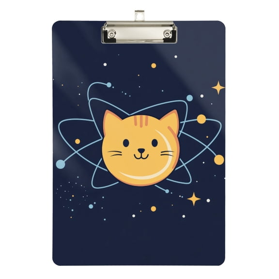 FORMRS Acrylic Clipboard with Low Profile Clip Standard A4 Letter Size, 12.5" x 9", Orange Cat Planet