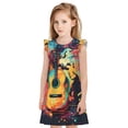 thumbnail image 1 of Balery World Map Guitar Illustration Camisón de princesa para niñas, pijama de algodón con mangas abullonadas, suave y bonito.-XX-Large, 1 of 6