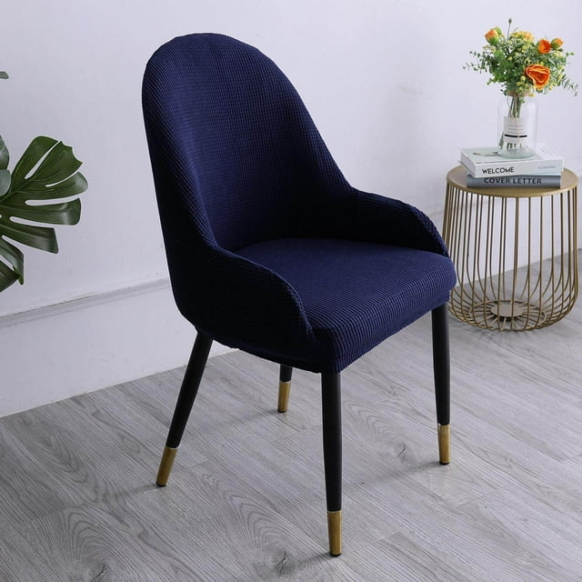 1pc Wing Back Dining Chair Cover stretch removable Reusable Protector Seat Covers for Decor dark blue