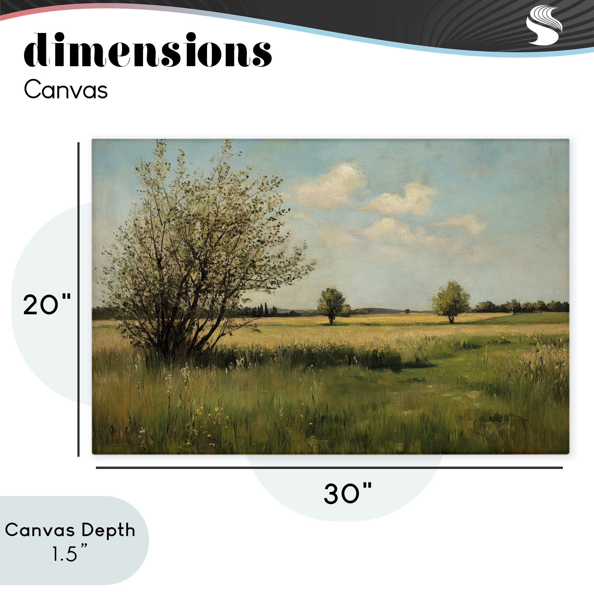 Stupell Industries Peaceful Meadow Under Serene Sky Canvas Wall Art, design by Petal Prints Design