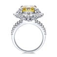 thumbnail image 4 of BERRICLE Sterling Silver Halo Canary Yellow Cushion Cut Cubic Zirconia CZ Statement Flower Cocktail Fashion Split Shank Ring for Women, Rhodium Plated Size 3.5, 4 of 8