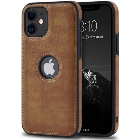 AIOVETEAB Compatible with iPhone 11 Case Premium Leather TPU Hybrid Case Cover,Brown