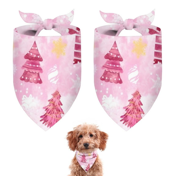 Dog Bandana 2 Pack,Pink Christmas Tree Bandanas for Dogs,Cat Bandana,Small/ Large Dog Bandana 2 Size,Dog Bandanas Girl Boy
