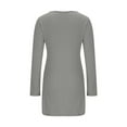 thumbnail image 5 of Mikilon Womens Side Slit Long Shirts Round-Neck Long Sleeve Nipped Waist Slim Long Tops, 5 of 6