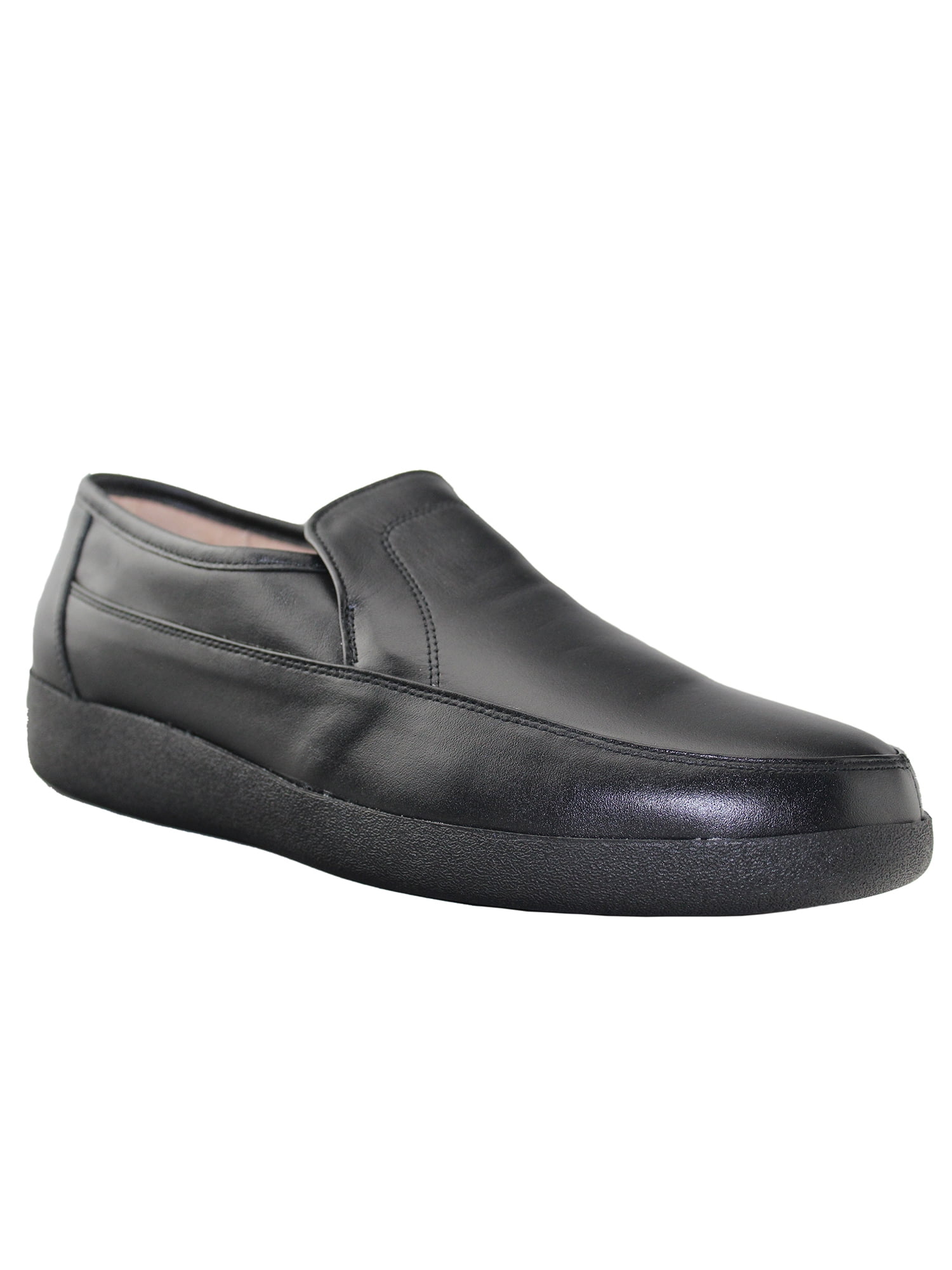 black leather slip on shoes