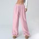 thumbnail image 2 of TaTaai Spring Autumn Solid Color Women Straight Leg Pants Elastic Waist Pocket Design Machine Washable No Fading Versatile Casual Daily Full Length Trousers Gift, 2 of 9