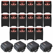 Chauvet DJ Freedom Par T6 TRUE Wireless, Battery-Operated Tri-Color (RGB) LED Uplights 16 Pack with Soft Cases