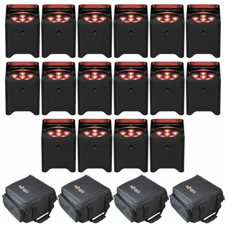 Chauvet DJ Freedom Par T6 TRUE Wireless, Battery-Operated Tri-Color (RGB) LED Uplights 16 Pack with Soft Cases