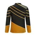 thumbnail image 4 of Fnnxeal Mens Polo Shirts Striped Collared Zipper Fall Winter Casual Long Sleeve Gold Polo Shirts for Men Size L, 4 of 5