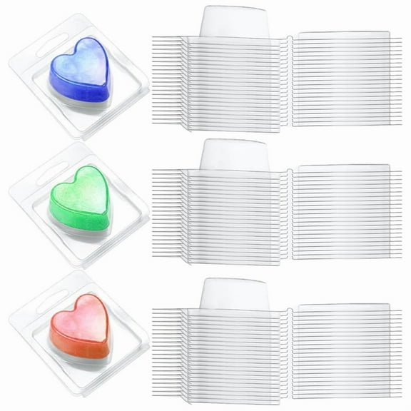 150 Packs Wax Melts Containers, Wax Melt Single Square Clamshell Mold Clear Single Square, Empty Plastic Wax Melt Mold