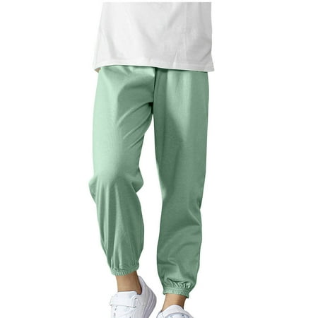AINIYS Boys Jogger Denim Pants Elastic Waist Cuffed Jeans with Side Pockets for Everyday Wear Mint Green 6-7Years