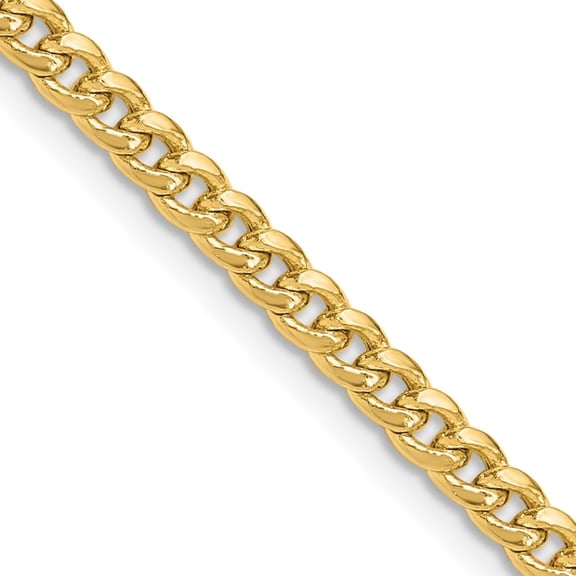 Auriga 14K Yellow Gold 3.5 mm Semi-Solid Miami Cuban Chain Necklace for Women 18"