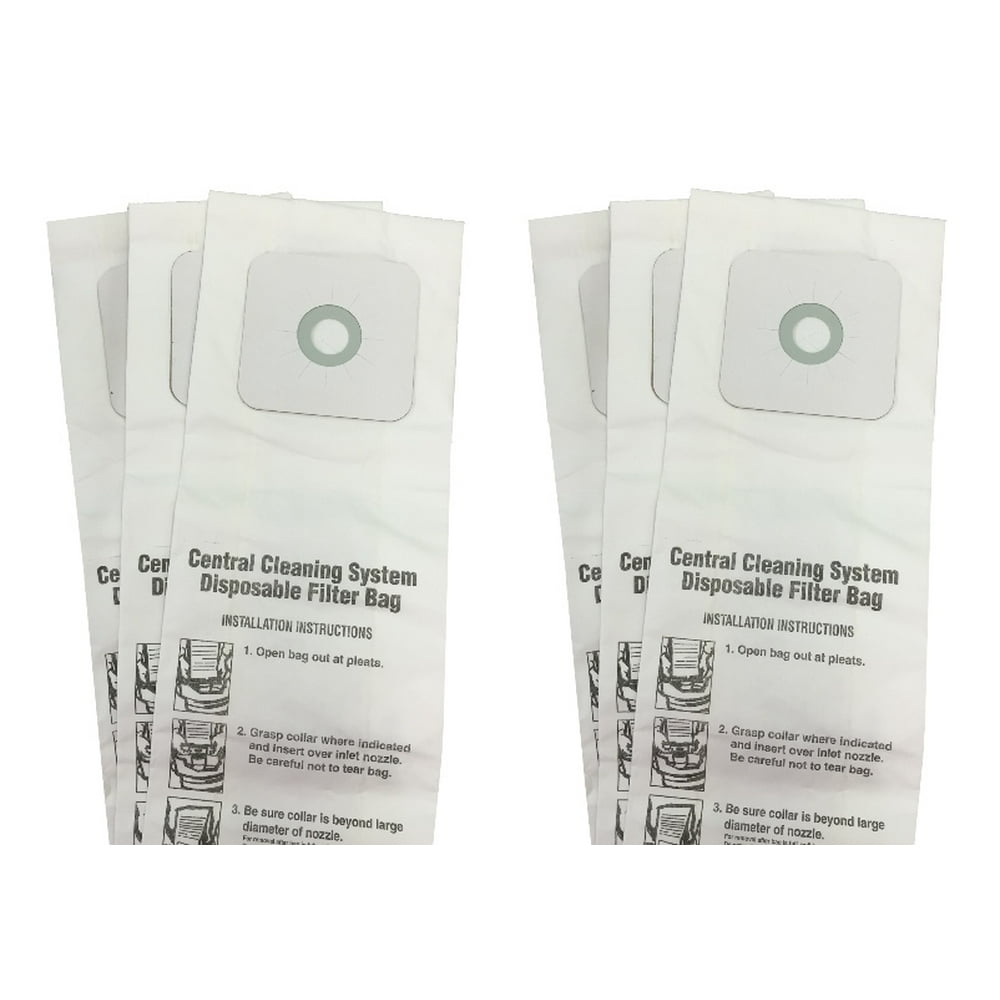 6 Central Vac Bags for Nutone CV350, CV352, CV353, CV450, CV653, CV750