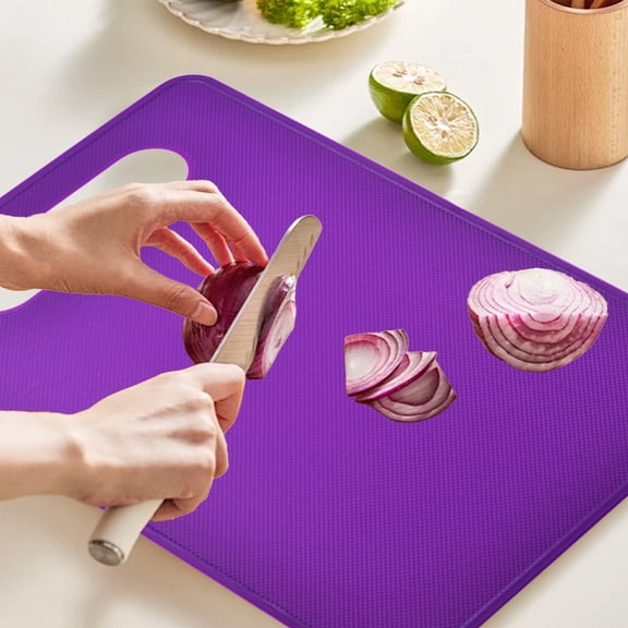 YingYouFu Double Sided Cutting Board with Knife Sharpener & Garlic Grinder - Non-Slip Plastic Chopping Board for Kitchen, Fast Defrosting, Easy Cleaning,, rple