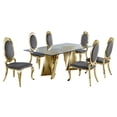 thumbnail image 1 of Ensemble de Salle à Manger en Verre Clair avec Table et 6 Chaises Ovales en Velours Gris, 1 of 3
