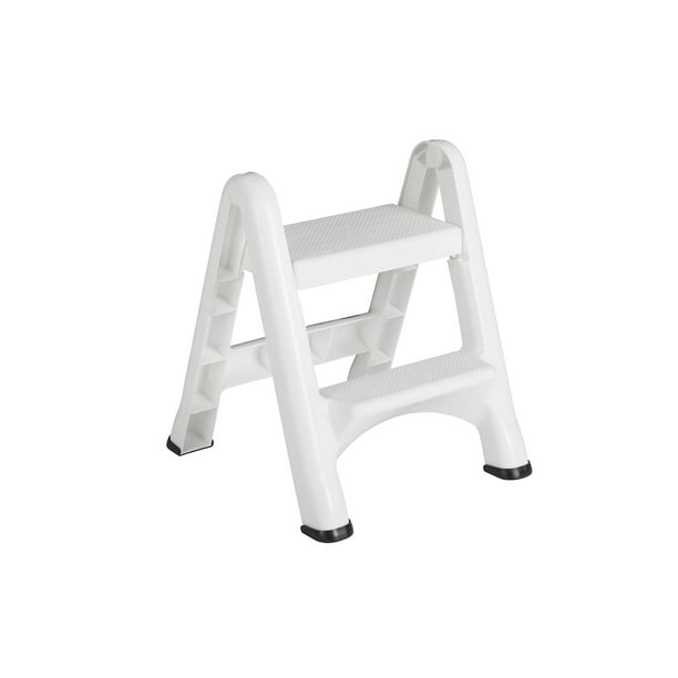 Taburete plegable Rubbermaid, dos escalones, 14 pulgadas de alto, blanco