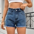 thumbnail image 2 of TIANZEN High Waisted Denim Shorts Women Distressed Stretchy Baggy Jean Shorts Hem Casual Short Jeans Chafing Shorts for Women Women Shorts Set, 2 of 7