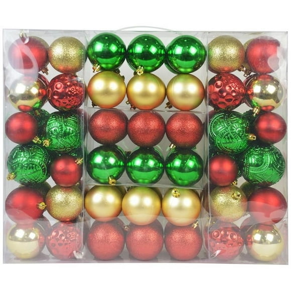 Afuera Living Ensemble de 84 Ornements de Noël en Plastique Incassable Rouge/vert/or
