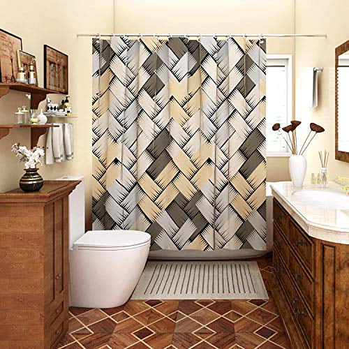 Desihom Geometric Shower Curtain Modern, Modern Rustic Bathroom Shower Curtain