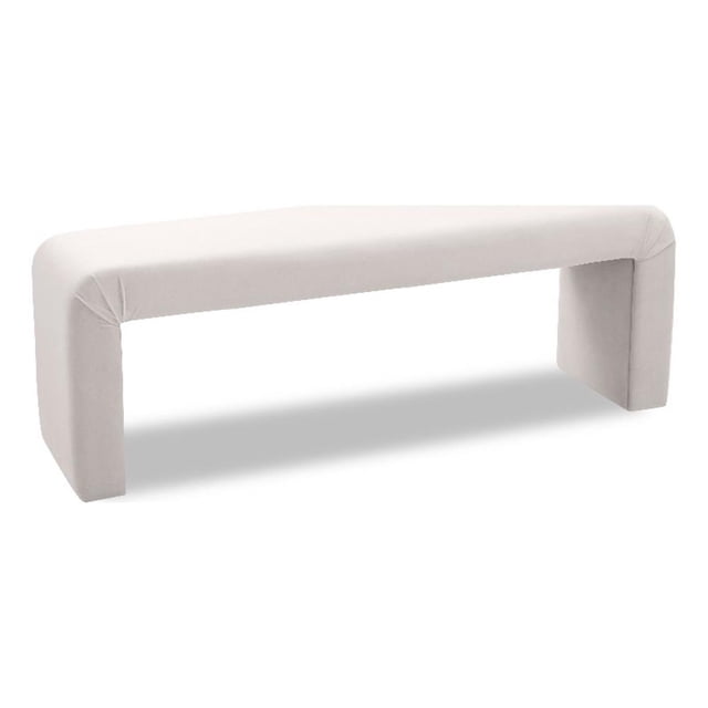 Meridian Furniture Banc Minimaliste en Velours Crème