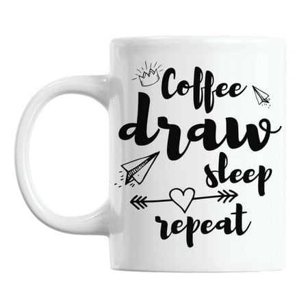 

Coffee Draw Sleep Repeat White Ceramic Coffee & Tea Mug Cup (11oz)