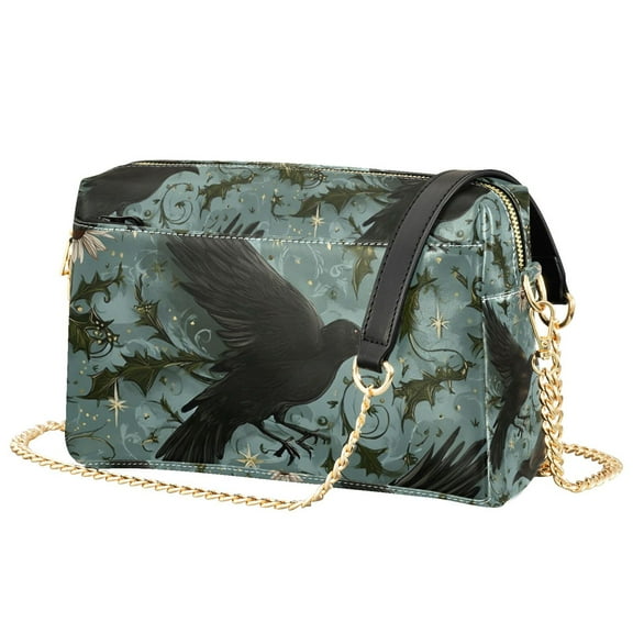 FORMRS Women Crossbody Purse with Chain Strap Vegan Leather Shoulder Handbag, Mystic Crows Pattern
