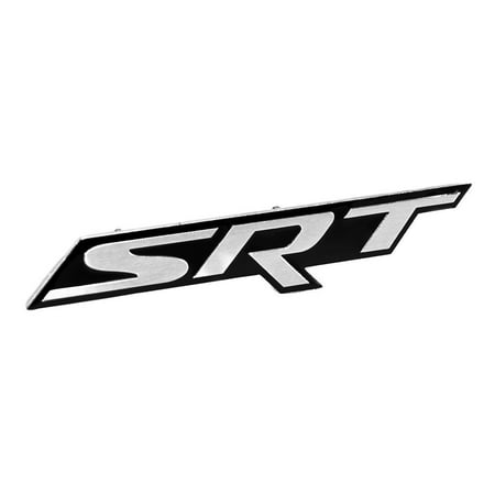 Hardware Metal Plate - Dodge SRT Black & Silver Metal Grille Emblem; Includes Mounting Plate, Bolts & Hardware, For use on any SRT: Ram, Charger, Challenger, Caliber, 300, Neon By VMS Racing