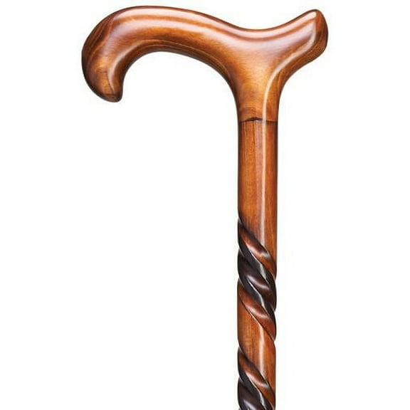 Walking Cane Men Triple Twist Derby Handle with Scorched Cherry Finish