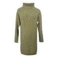 thumbnail image 4 of Women's Solid Elegant Stretchy Long Sleeve Turtleneck Sweatshirt Short Dress, Fall and Winter Casual Wear with Comfortable Fit, Versatile for Daily Use,Army Green,3XL, 4 of 5