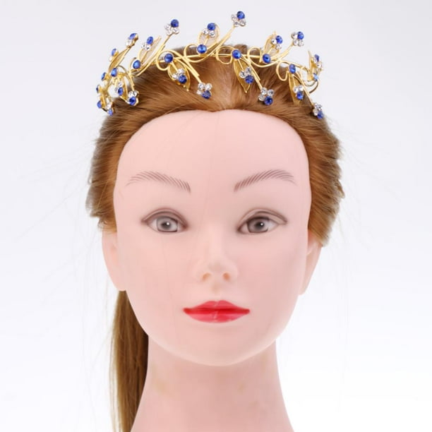 Cabeza de Invernadero Corona Tiara Hoja Adornado Diamante de Imitación para Boda Fiesta de Honor Azul Baoblaze Headpiece de las muchachas