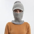 thumbnail image 5 of siminsem Winter Hat Scarf Set for Women One Piece Slouchy Beanie Pullover Knitted Cap - Warm Fleece Lined Hooded Balaclava Neck Warmer for Cold Weather Ski Outdoor, Grey,One Size, 5 of 5