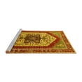 thumbnail image 2 of Ahgly Company Machine Washable Indoor Round Oriental Yellow Industrial Area Rugs, 8' Round, 2 of 4