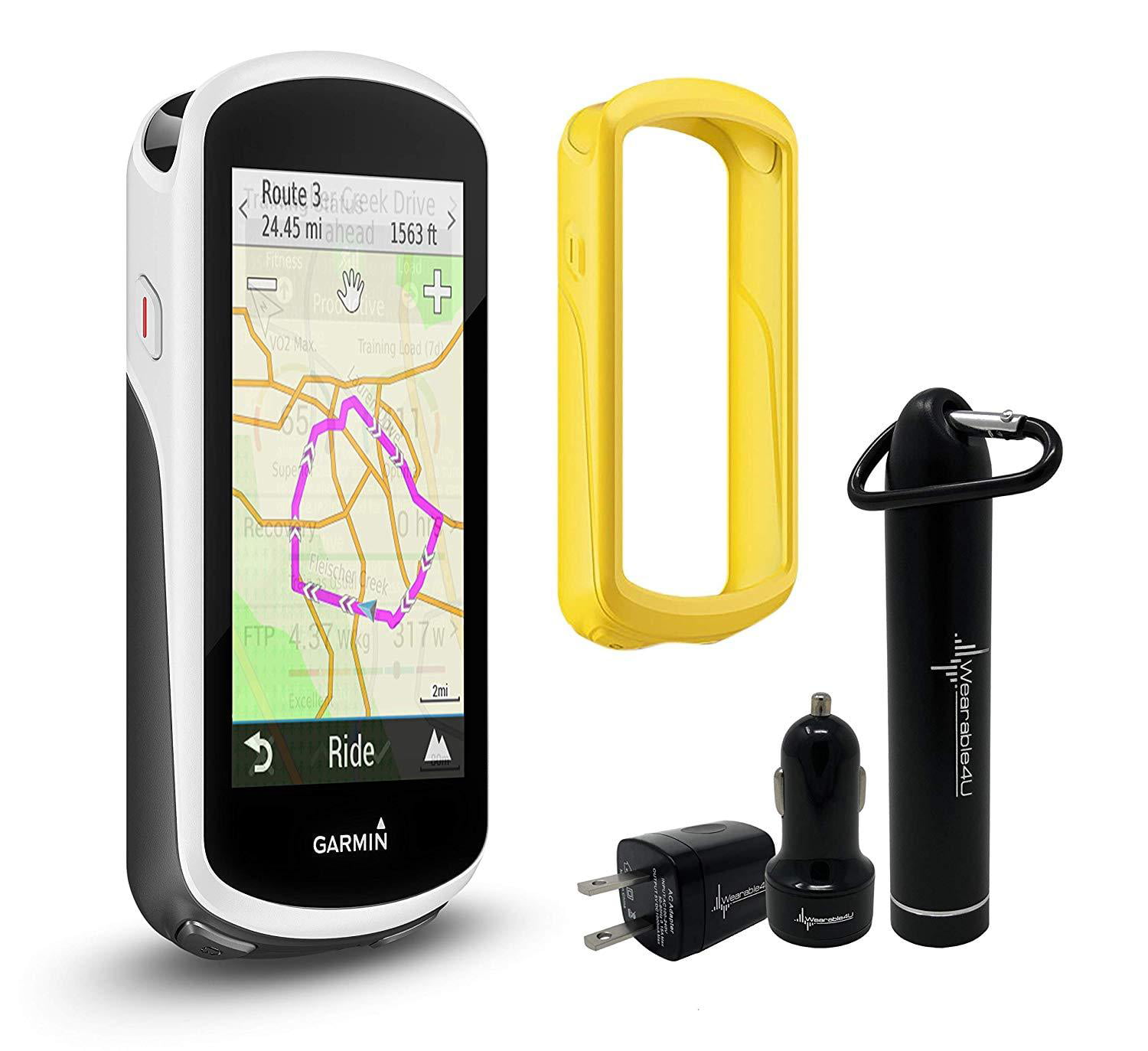 Device Only, Black Garmin Edge 1030 GPS Cycling Computer with Original Garmin Silicone Case and Wearable4U Power Pack Bundle 