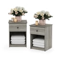 thumbnail image 5 of Furinno TIDUR Night Stand Set of 2, Modern Nightstand with Drawer, Bedside Table with Storage Shelf, End Table, Side Table, Knob Handle Drawer, for Bedroom, Living Room, Grey Oak, 5 of 5