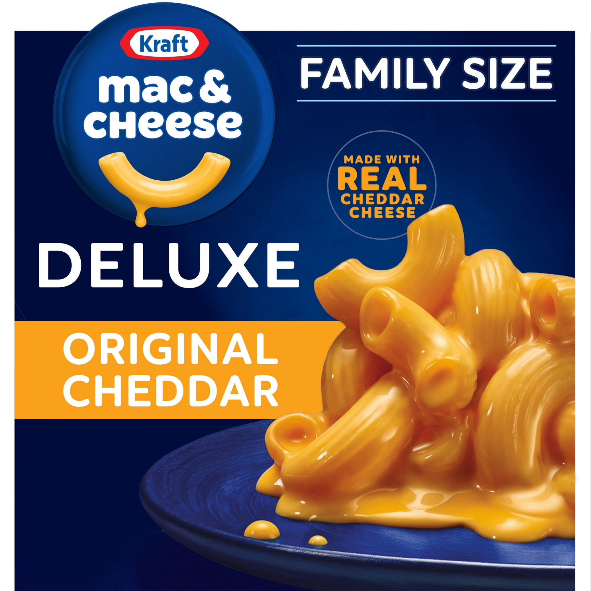 Kraft Deluxe Mac and Cheese, 1 Family Size Box, for Easy Dinner or Dinner Sides, Original Cheddar Flavor, No Artificial Dyes or Flavors, 24 oz