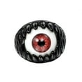 thumbnail image 2 of HIJONES Men's Stainless Steel Punk Giant Tooth Claw Eye Gemstone Biker Ring Gothic Titanium Chunky Finger Band Black Red Stone Size 13, 2 of 3