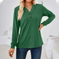 thumbnail image 5 of Women's Casual Soft Long Sleeve Button-Down V-Neck Solid T-Shirt Top - Polyester, All-Season Comfort, 5 of 6