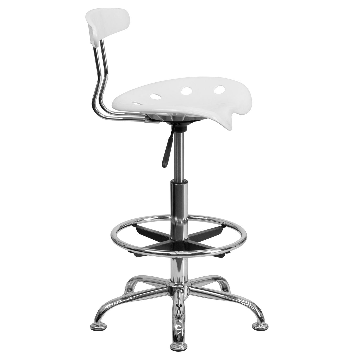 Vibrant Deep Blue and Chrome Drafting Stool with Tractor