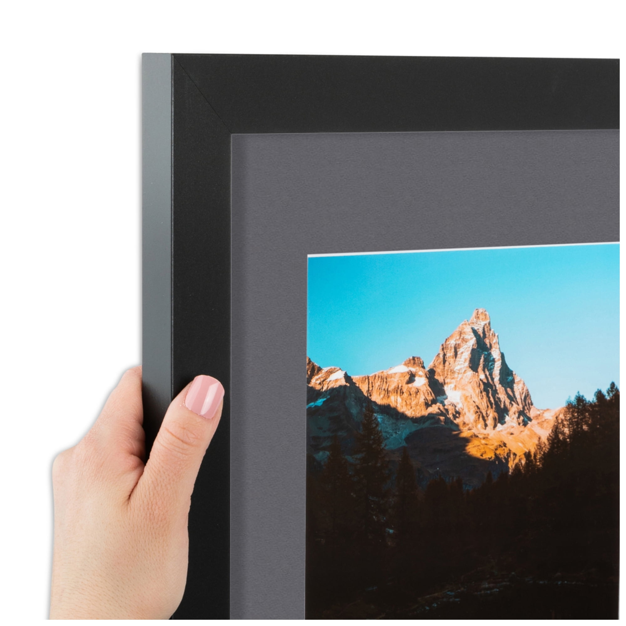 ArtToFrames Collage Photo Picture Frame with 3 - 8x10" Openings, Framed in Black with Mountain Grey and Black Mats (CDM-3926-25)