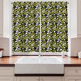 thumbnail image 2 of Ambesonne Grey Kitchen Curtains, Abstract Floral Retro Pattern, 55"x24", Yellow and White, 2 of 3