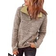 thumbnail image 1 of Chandails en Molleton à Manches Longues pour Femmes Col Quart 1/4 Zip Pull Décontracté Uni avec Poches (S-2TG), 1 of 6