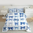 thumbnail image 2 of Manfei Chic Bowtie Bow Full Size Comforter Sets,Cute Bowknot Ribbon Bedding Comforter Set,Blue White Bedding Sets For Girls Teens,Super Cozy Room Decor,3 Pieces, 2 of 8