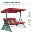 thumbnail image 6 of MCombo 3-Seat Heavy Duty Reclining Porch Swing Chair with Legrest, 680 lb Capacity, Cushions and Pillows, Burgundy, 6 of 10