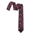 thumbnail image 6 of Cotton Floral Tie for Men 2.5" Printed Skinny Necktie Pocket Square Tie Clip Set Flower Wedding Party Groom Burgundy, 6 of 7