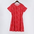 thumbnail image 4 of longantii Womens Boho Floral Short Sleeve Dress Bohemian Vacation Casual Loose Swing Summer Midi Dresses Deep Red L, 4 of 5