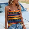 thumbnail image 4 of Craaazy Women Soft Tops Loose Fit Tribal Print Round Neck Beaded Strap Sleeveless T Shirts for Daily Wear Gift, 4 of 7